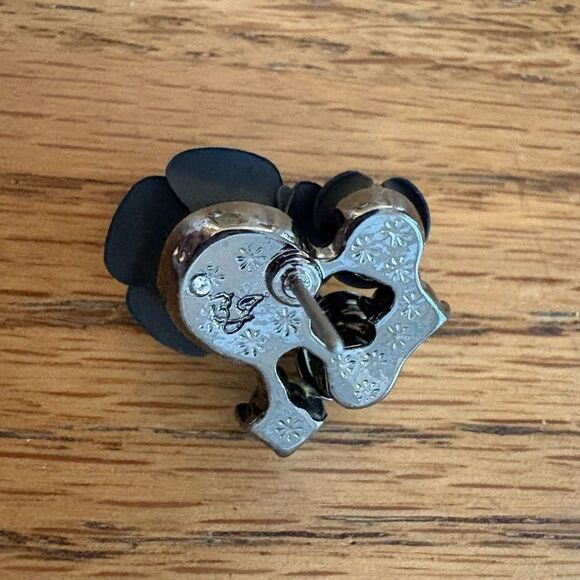 Betsey Johnson | Black Floral Stud Earrings | 1” Width - Picture 2 of 2
